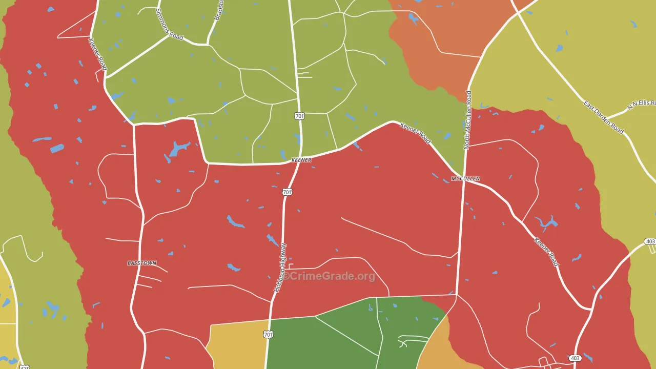 Keener, NC Map of Theft Rates