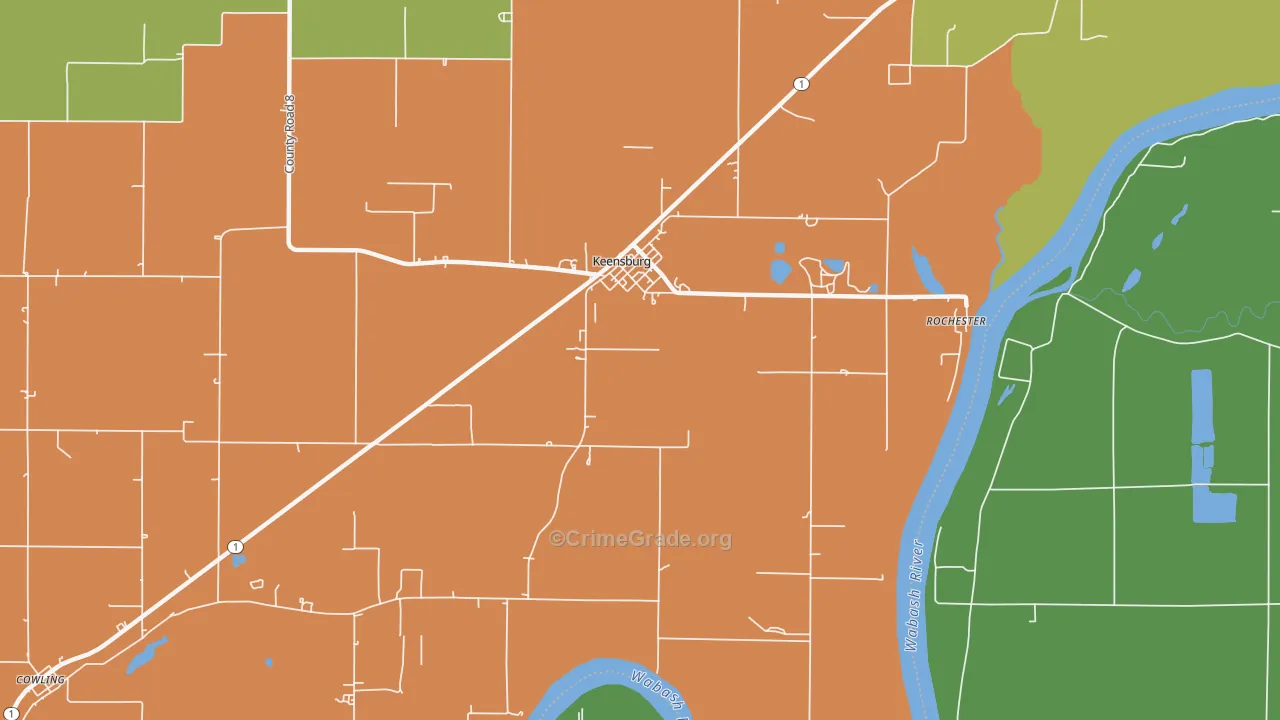 Keensburg, IL Map of Theft Rates
