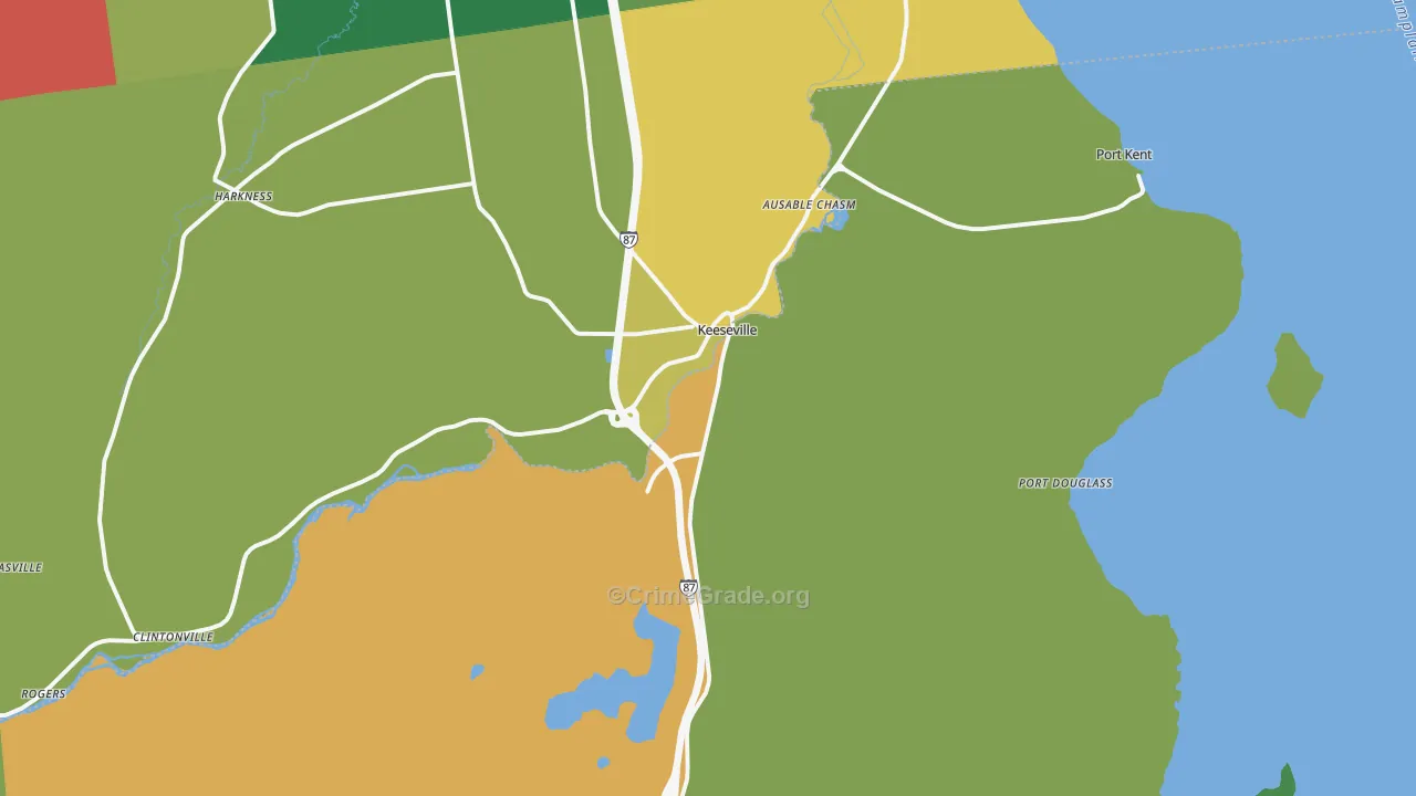 Keeseville, NY Map of Theft Rates