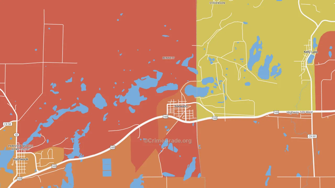 Keewatin, MN Map of Theft Rates