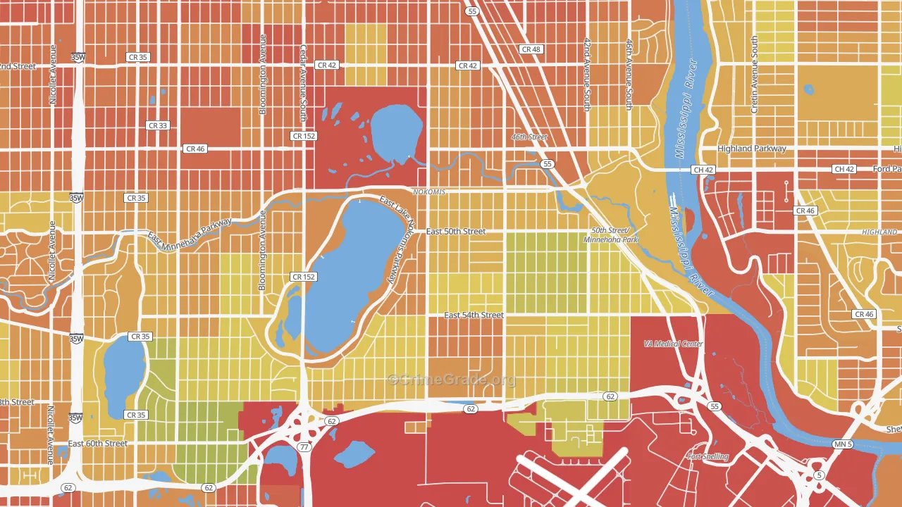 Keewaydin, Minneapolis, MN Map of Theft Rates