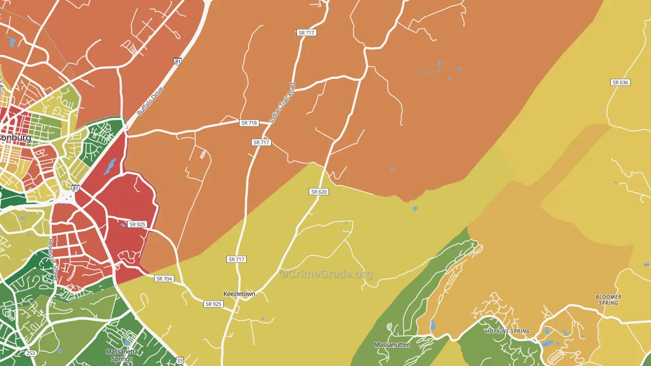 Keezletown, VA Map of Theft Rates