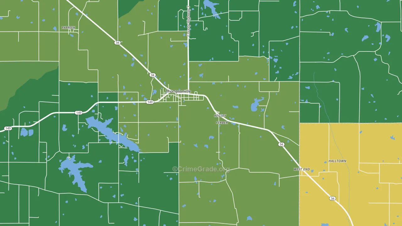 Kegley, IL Map of Theft Rates