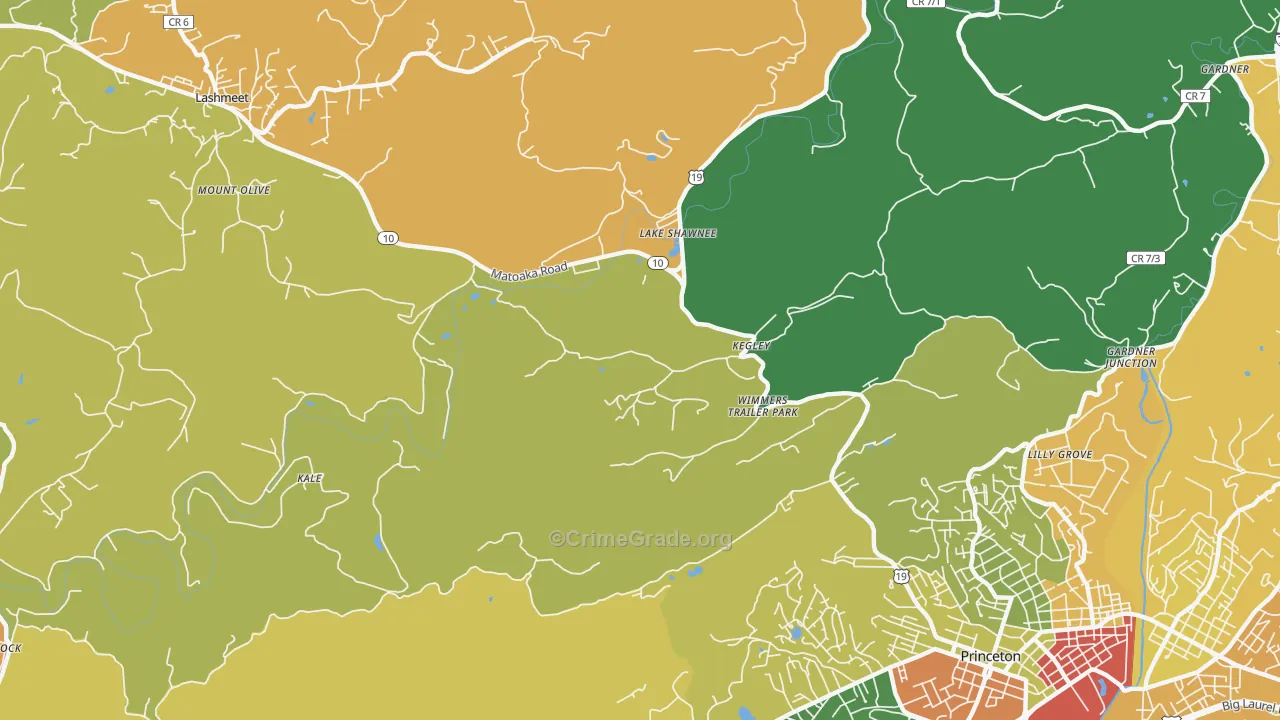 Kegley, WV Map of Theft Rates