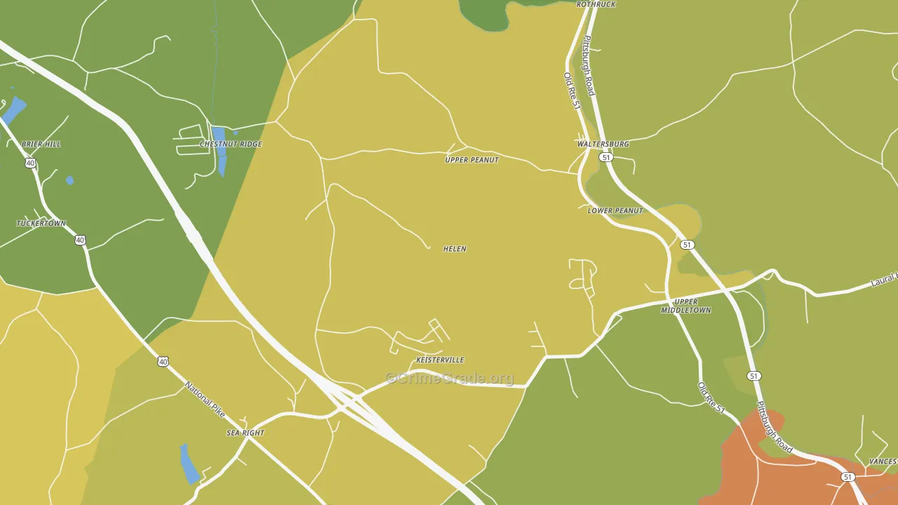 Keisterville, PA Map of Theft Rates