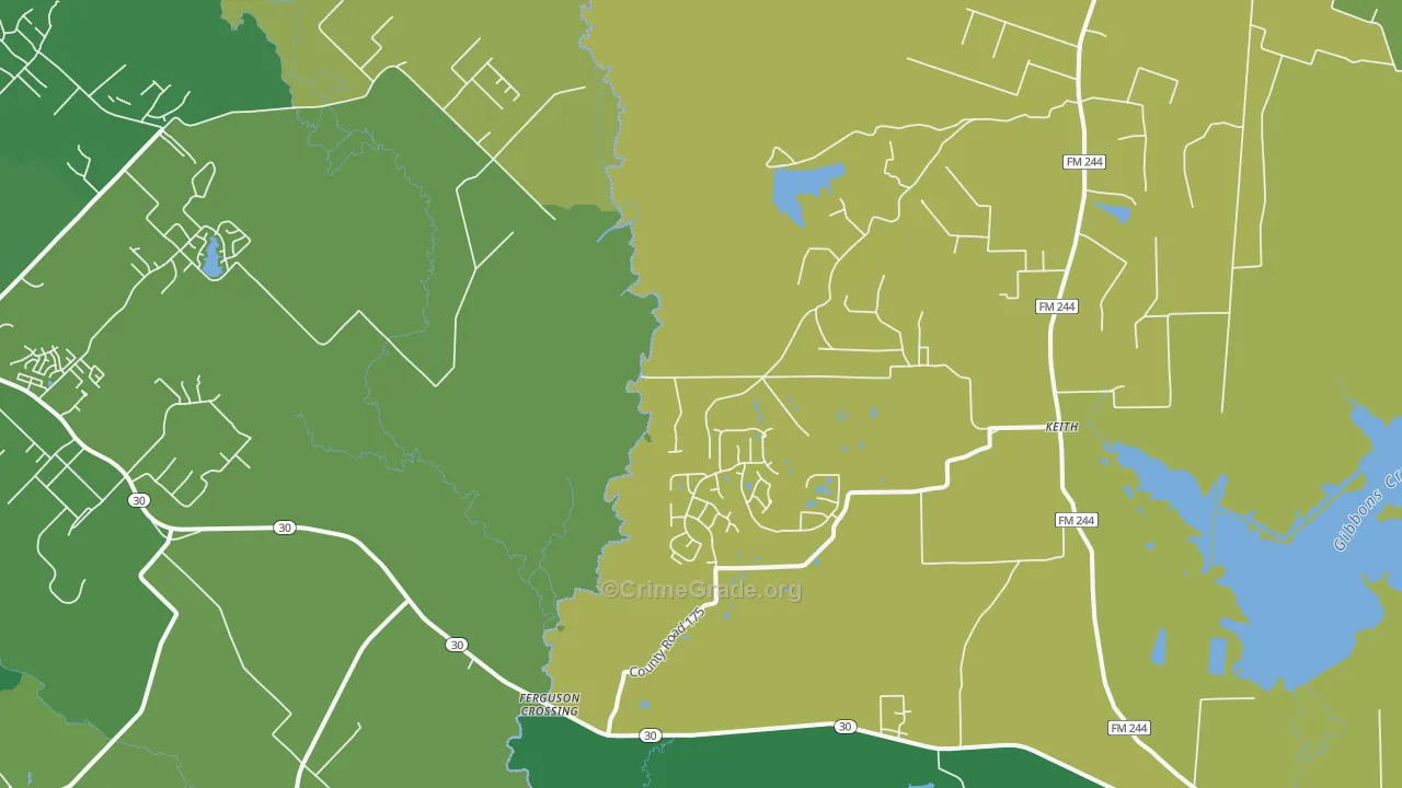 Keith, TX Map of Theft Rates