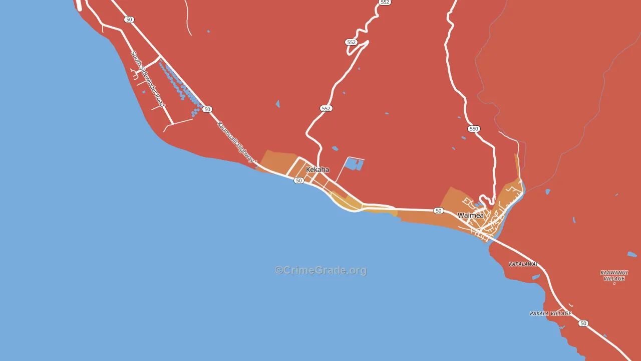 Kekaha, HI Map of Theft Rates