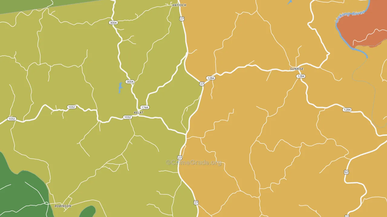 Kelat, KY Map of Theft Rates