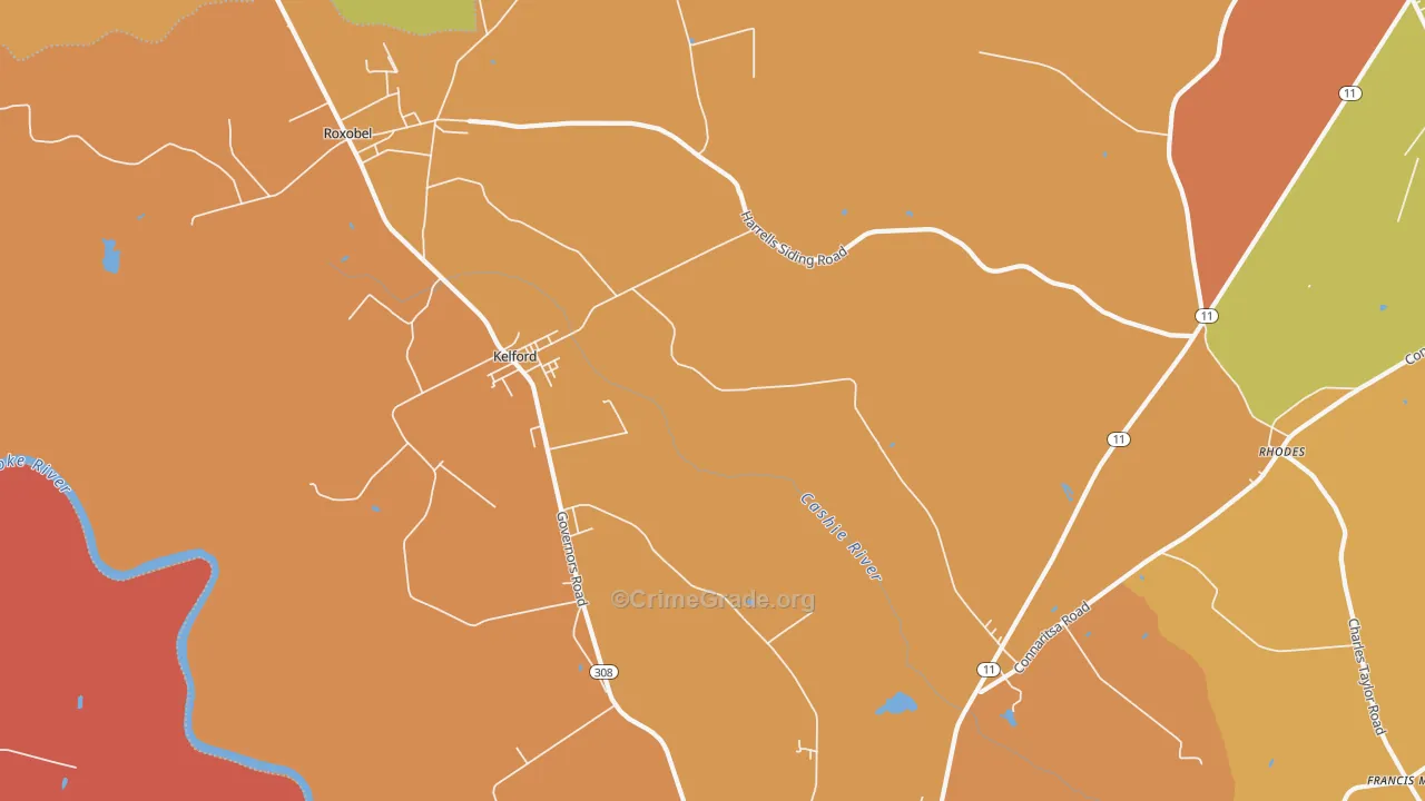 Kelford, NC Map of Theft Rates