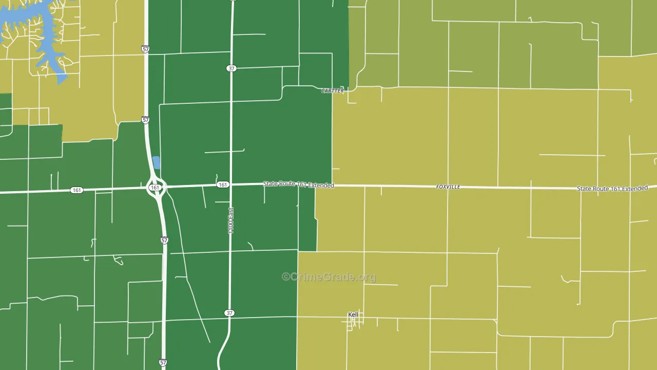 Kell, IL Map of Theft Rates