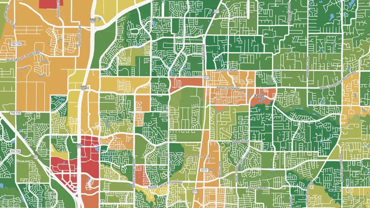 Keller, TX Map of Theft Rates