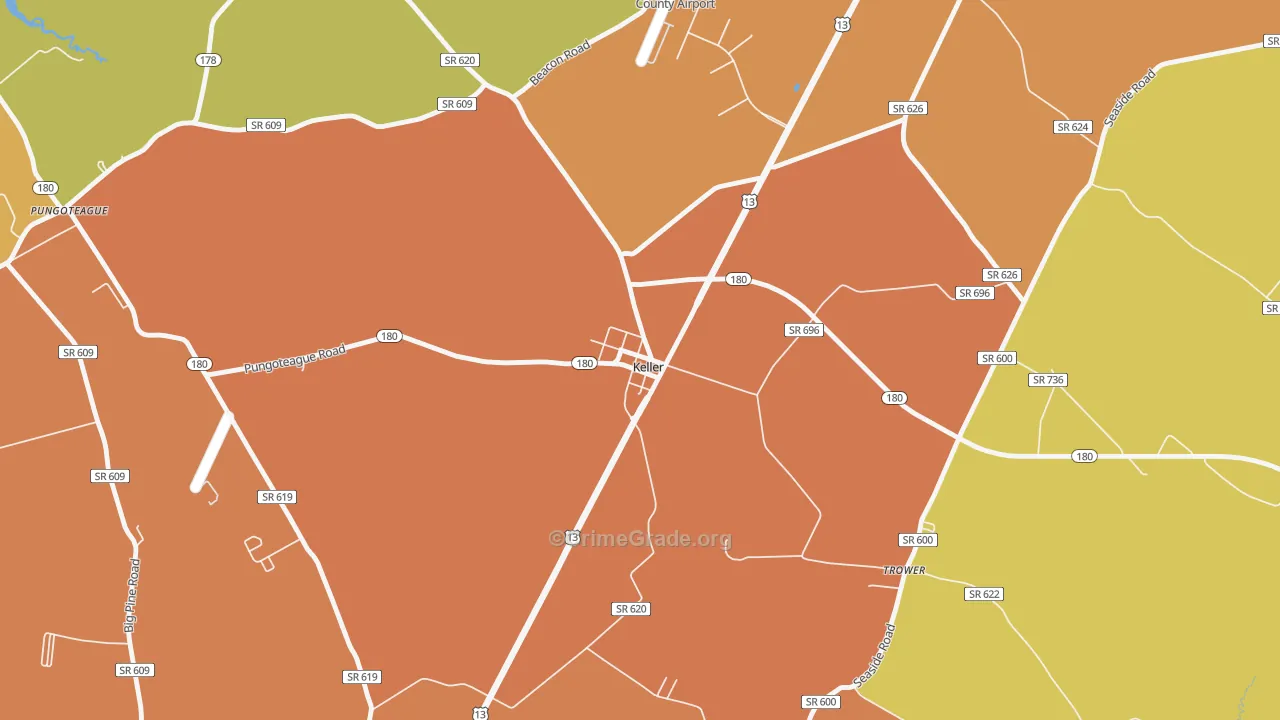 Keller, VA Map of Theft Rates