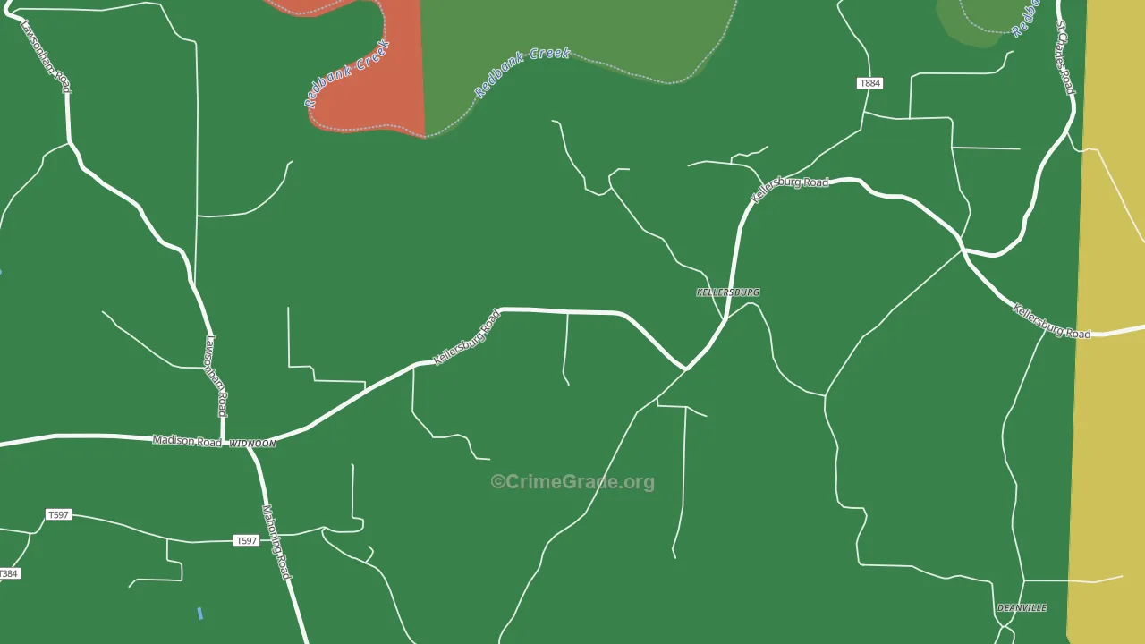 Kellersburg, PA Map of Theft Rates
