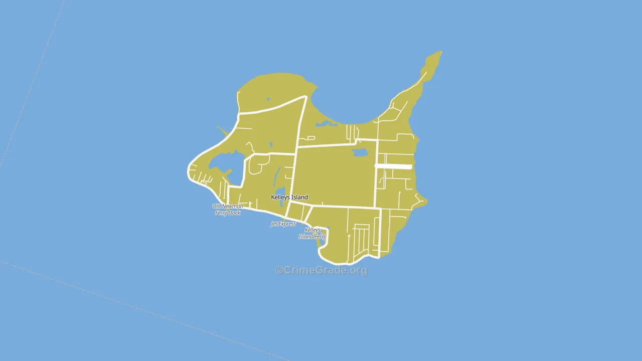 Kelleys Island, OH Map of Theft Rates