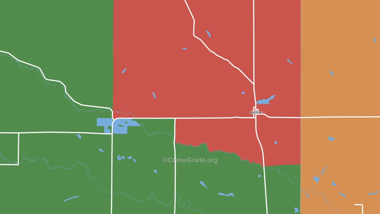 Kelliher, MN Map of Theft Rates
