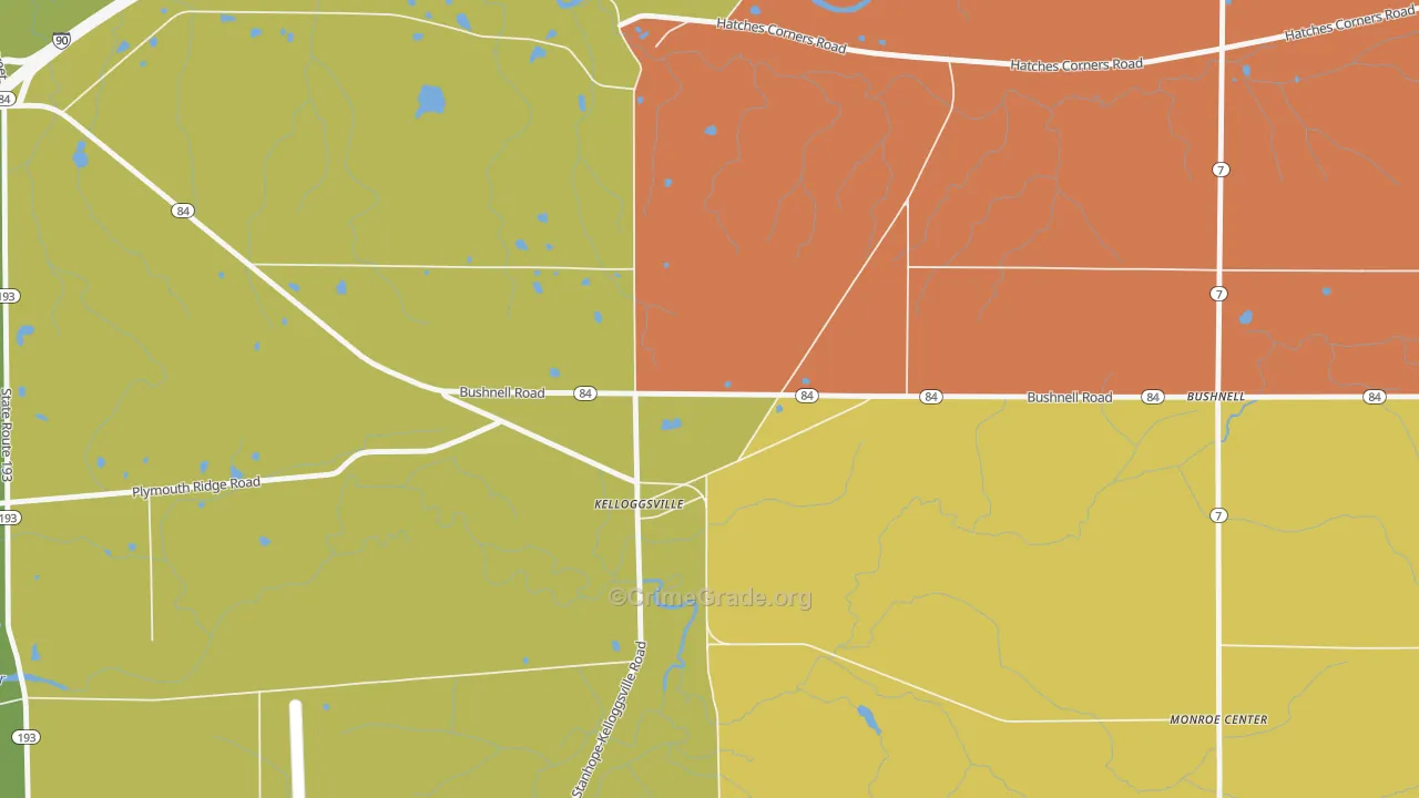 Kelloggsville, OH Map of Theft Rates