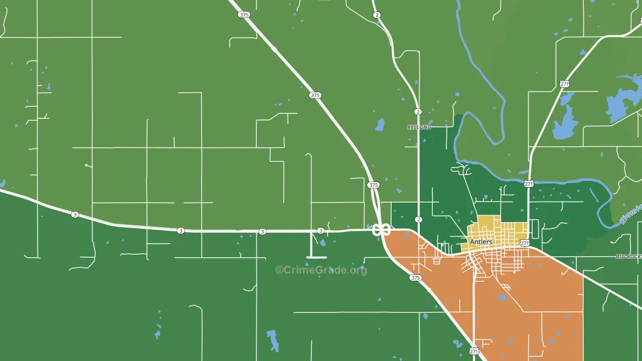 Kellond, OK Map of Theft Rates