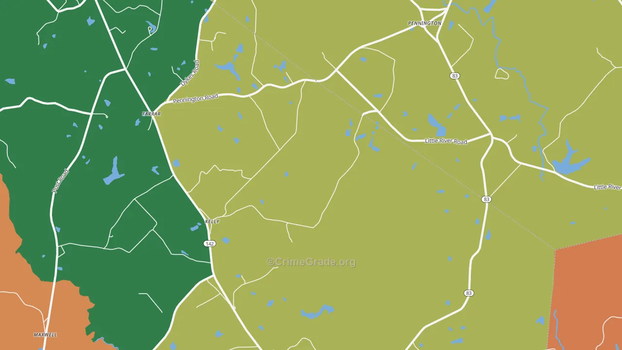Kelly, GA Map of Theft Rates