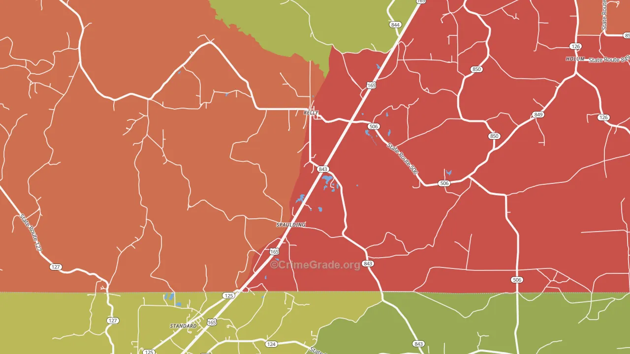 Kelly, LA Map of Theft Rates