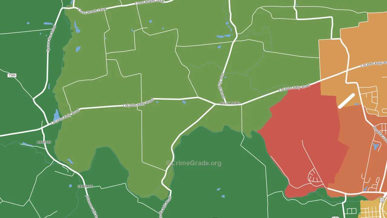 Kelly Point, PA Map of Theft Rates
