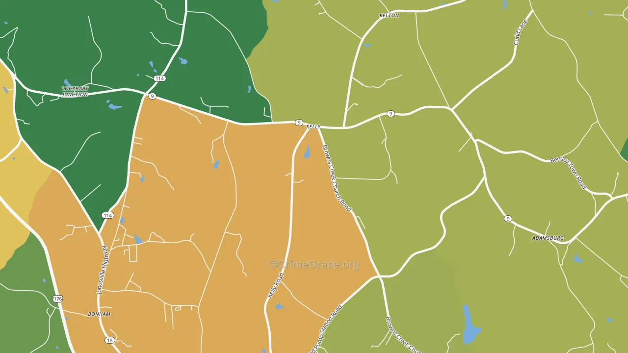 Kelly, SC Map of Theft Rates