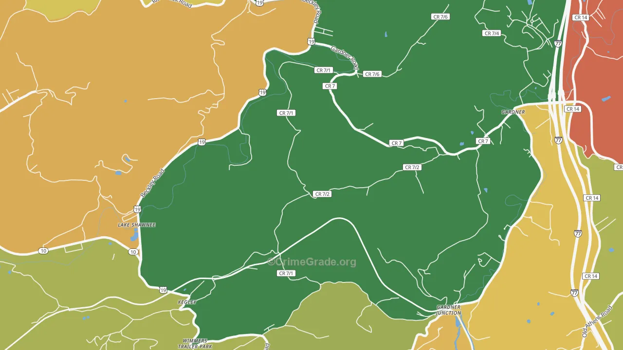 Kellysville, WV Map of Theft Rates
