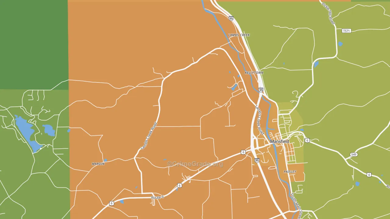 Kellytown, PA Map of Theft Rates