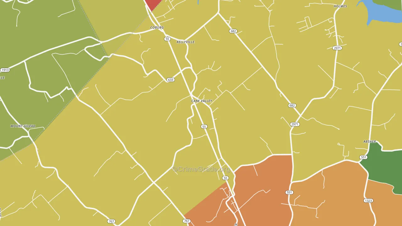 Kellyville, KY Map of Theft Rates