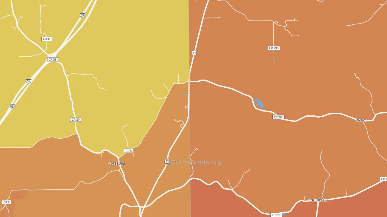 Kelona, MS Map of Theft Rates