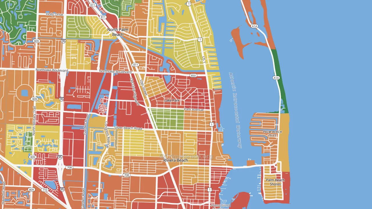 Kelsey City, Lake Park, FL Map of Theft Rates