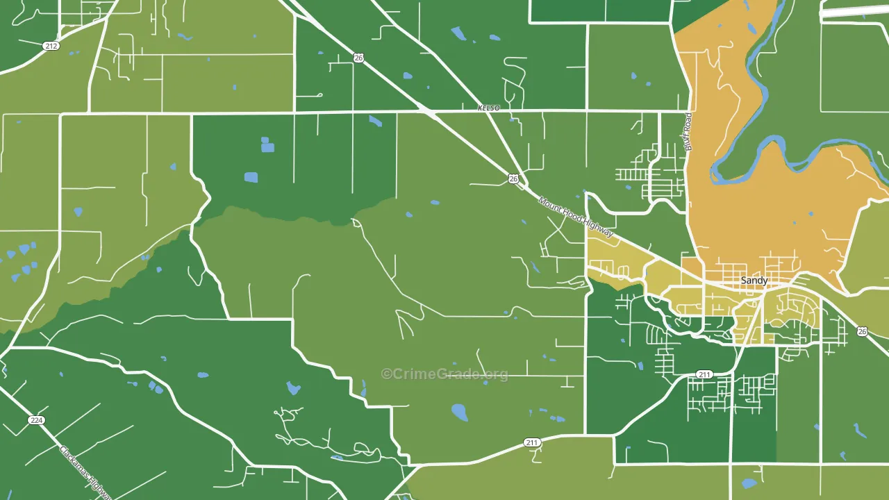 Kelso, OR Map of Theft Rates