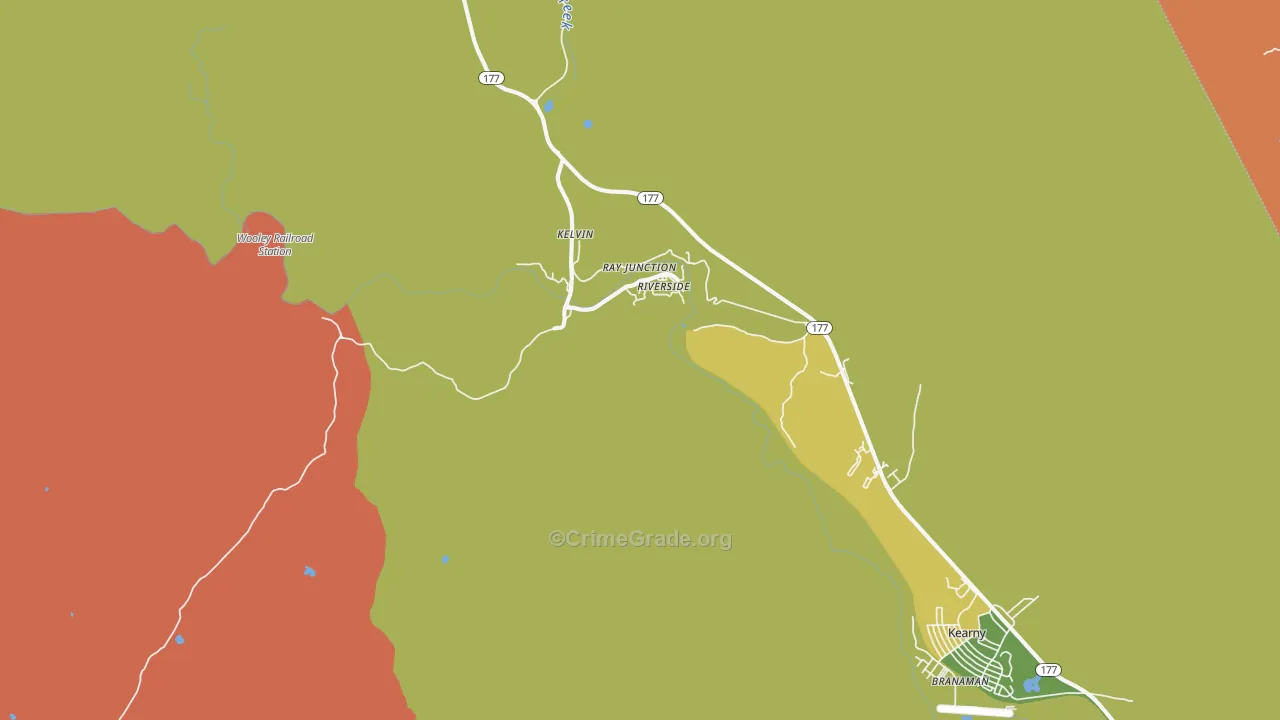 Kelvin, AZ Map of Theft Rates