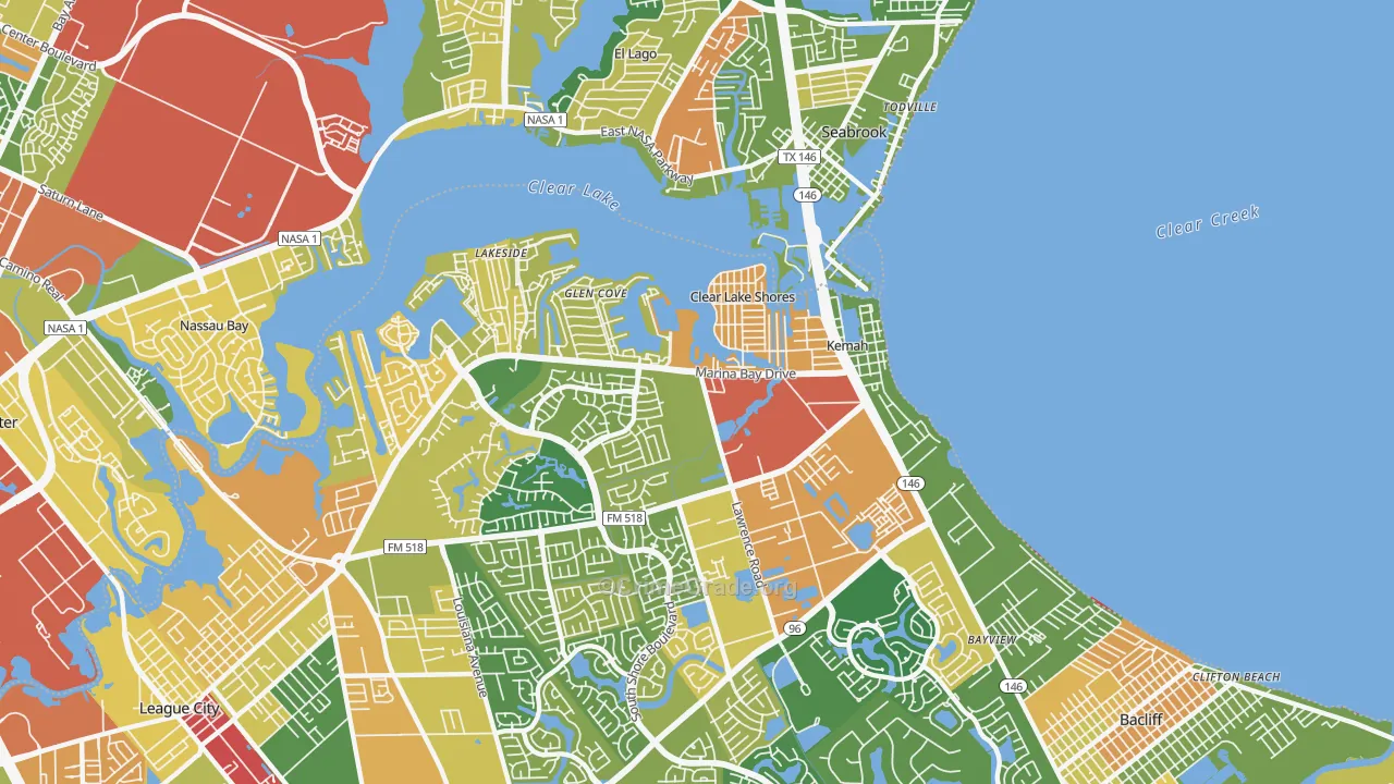 Kemah, TX Map of Theft Rates