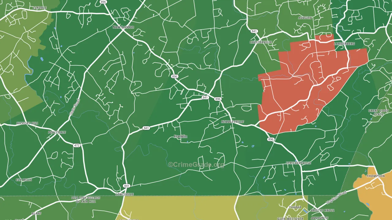 Kemblesville, PA Map of Theft Rates