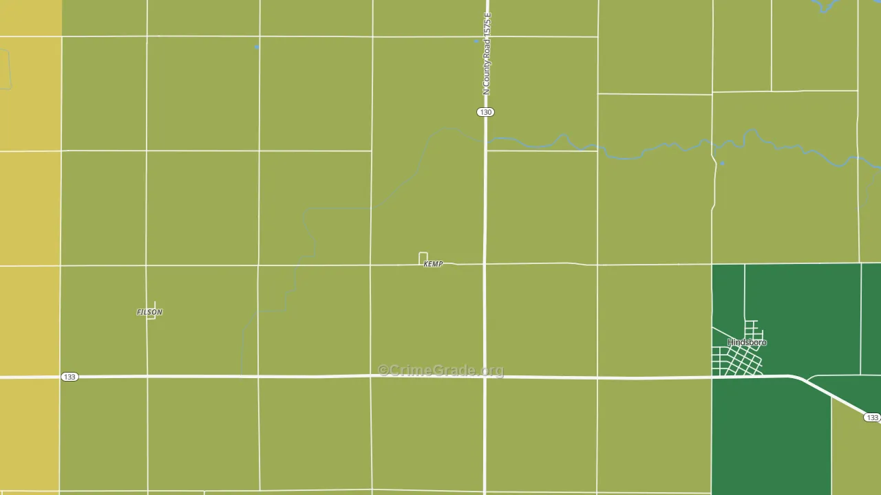 Kemp, IL Map of Theft Rates