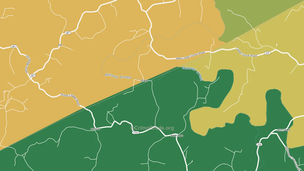 Kemp, KY Map of Theft Rates