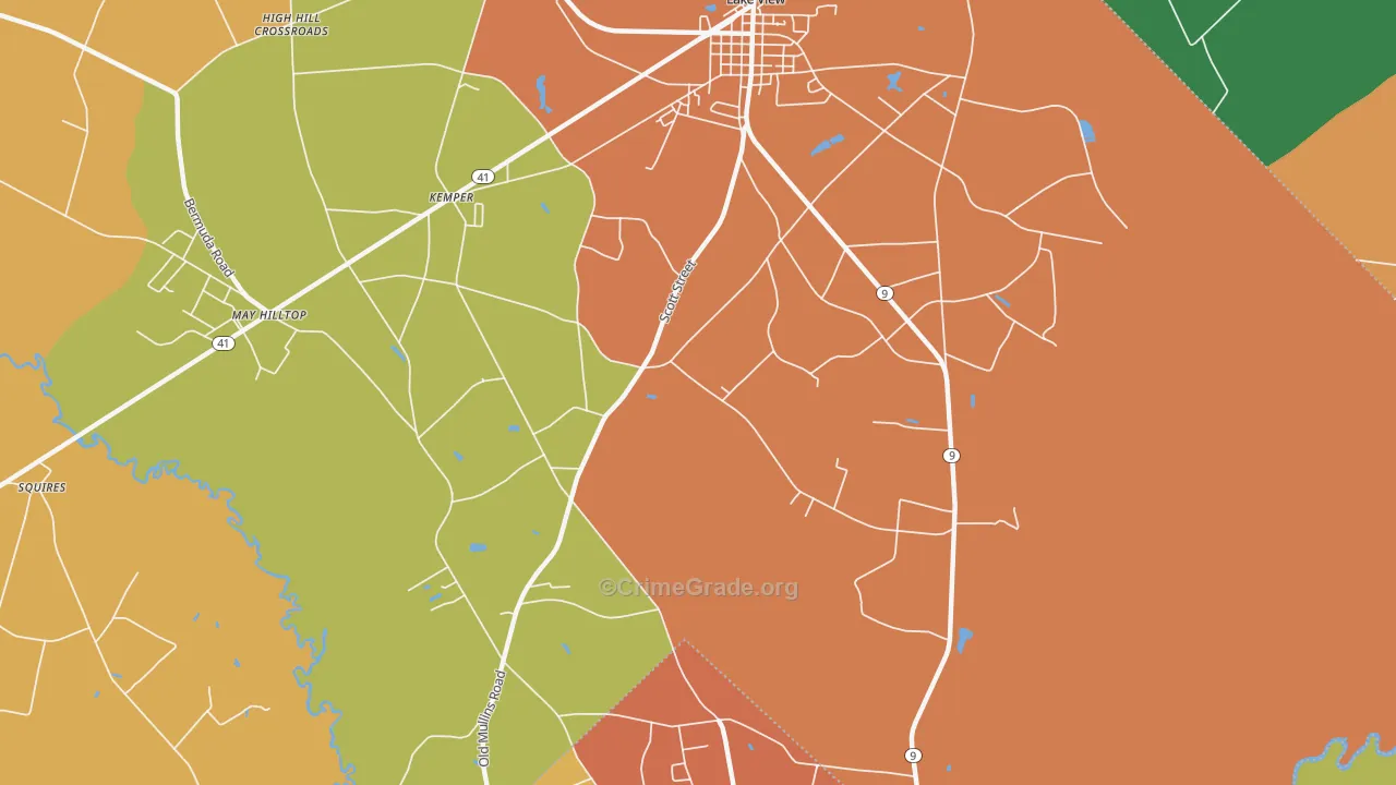 Kemper, SC Map of Theft Rates