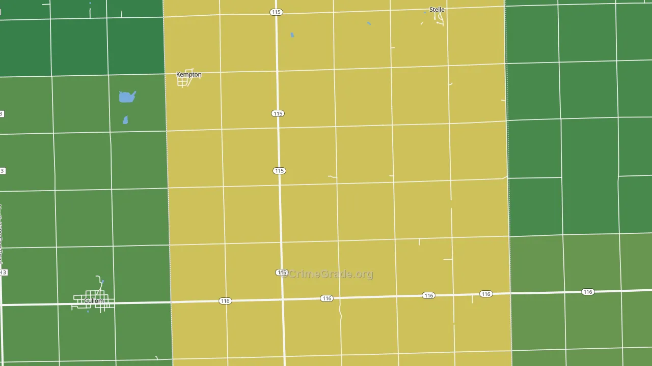 Kempton, IL Map of Theft Rates