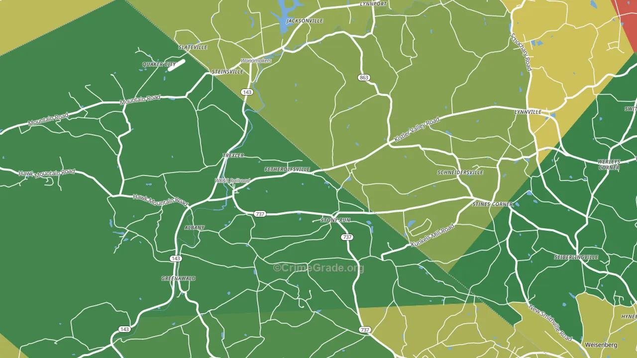 Kempton, PA Map of Theft Rates
