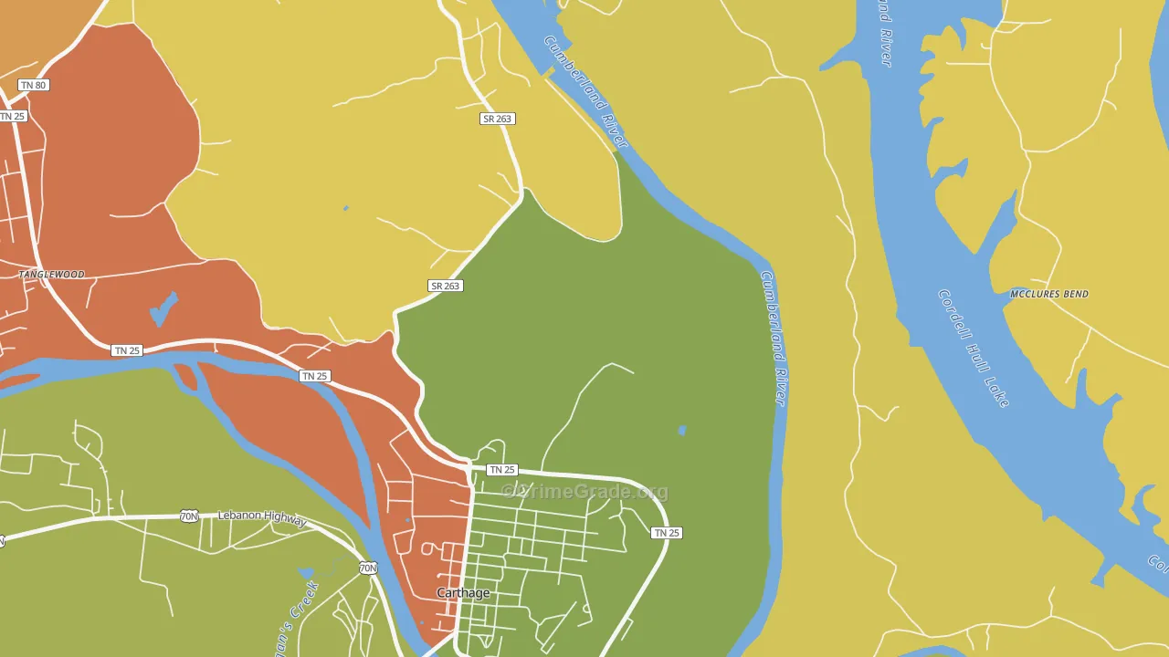 Kempville, TN Map of Theft Rates