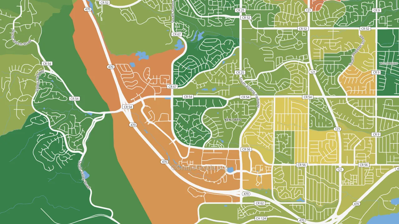 Ken Caryl Ranch Plains, Ken Caryl, CO Map of Theft Rates