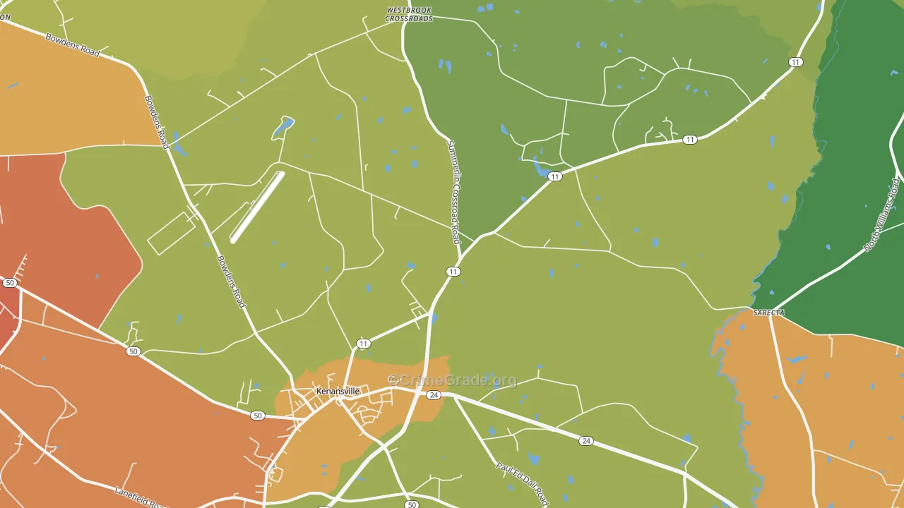 Kenansville, NC Map of Theft Rates