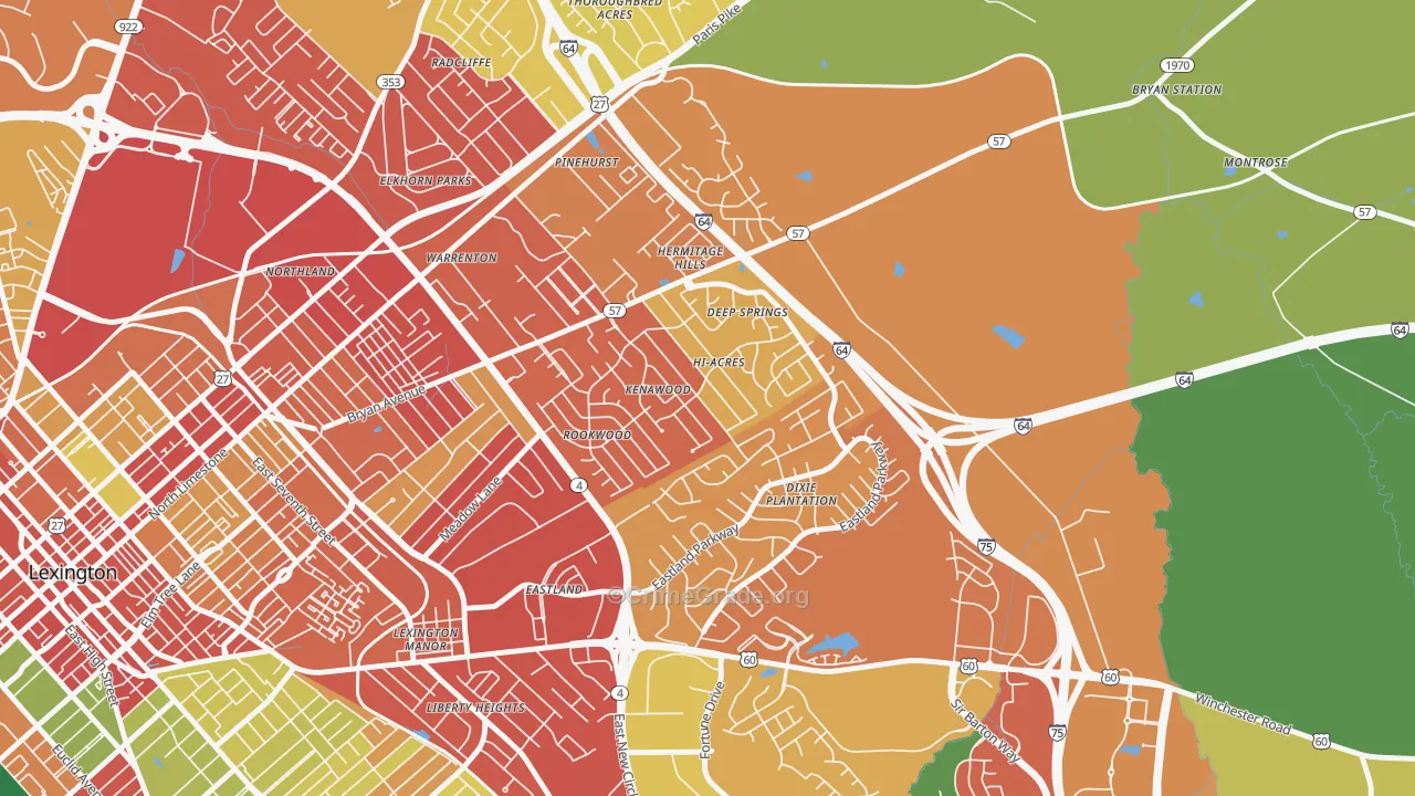 Kenawood-Rockwood, Lexington, KY Map of Theft Rates