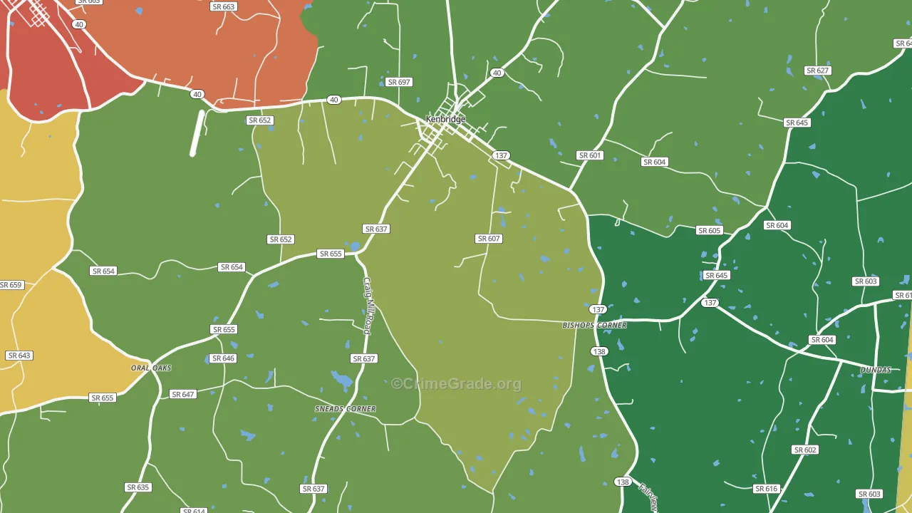Kenbridge, VA Map of Theft Rates