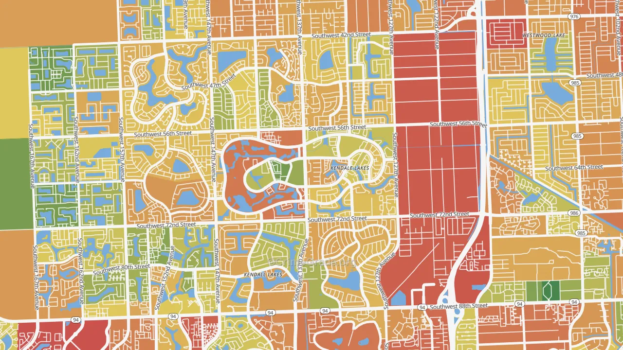 Kendale Lakes, FL Map of Theft Rates