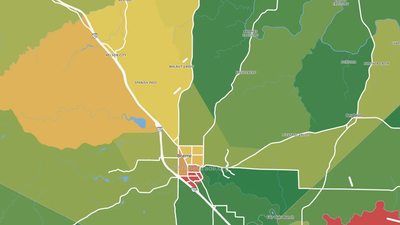 Kendall County, TX Map of Theft Rates