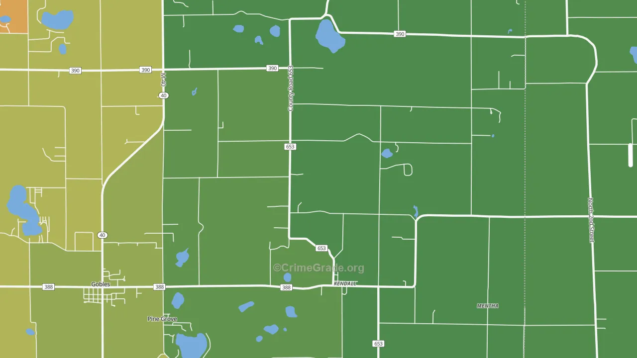 Kendall, MI Map of Theft Rates