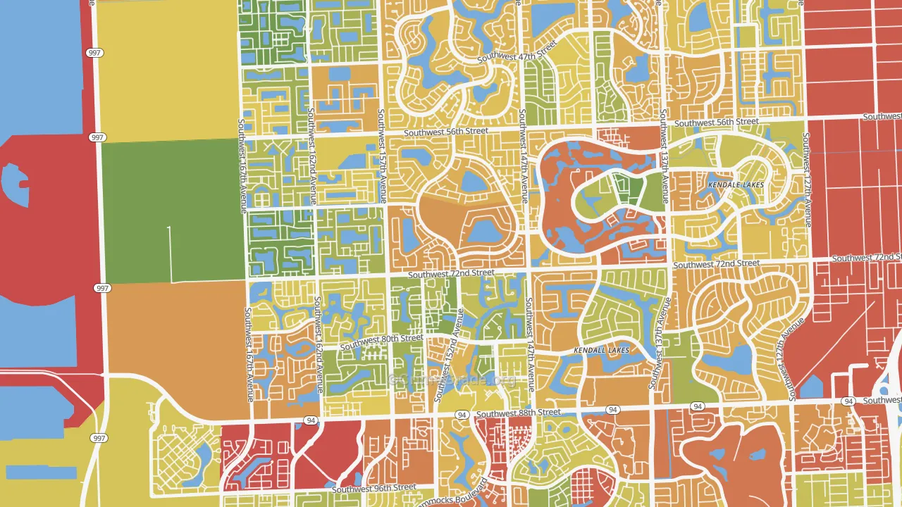 Kendall West, FL Map of Theft Rates