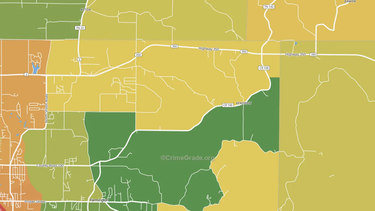 Kendrick, MS Map of Theft Rates