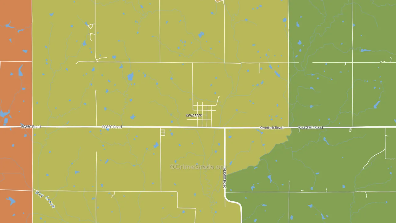 Kendrick, OK Map of Theft Rates
